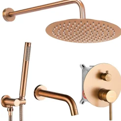 Rea Kit de douche-baignoire encastrée Lungo Copper Brush + box