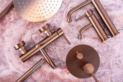 Rea Kit de douche-baignoire encastrée Lungo Copper Brush + box