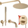 Rea Kit de douche-baignoire encastrée Lungo Brush Gold + box