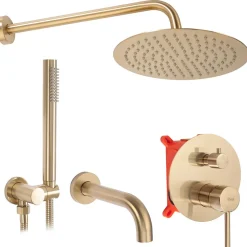 Rea Kit de douche-baignoire encastrée Lungo Brush Gold + box