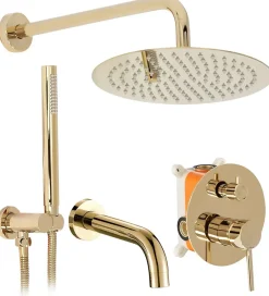 Rea Kit de douche-baignoire encastrée Lungo Gold + box