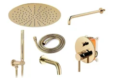 Rea Kit de douche-baignoire encastrée Lungo Gold + box