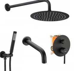 Rea Kit de douche-baignoire encastrée Lungo Black + box