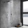 Imex Products Kit douche encastre 2 voies acier et laiton finition chromee avec pomme 25x25 cm* Colonne De Douche Mécanique