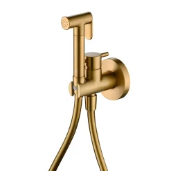 Imex Kit Douchette anti-calcaire hygiénique encastrée WC ou Bidet Salle de Bain Or Brossé MUNICH RDM001/OC* Robinet De Bidet