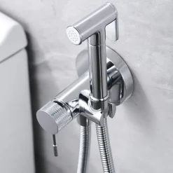 Imex Kit Douchette anti-calcaire hygiénique encastrée WC ou Bidet Salle de Bain Chrome LINE RDD038* Robinet De Bidet