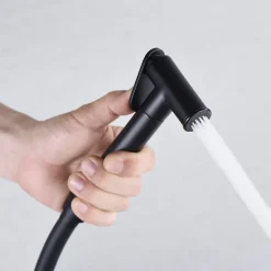 Imex Kit Douchette anti-calcaire hygiénique encastrée WC ou Bidet Salle de Bain Noir Mat LINE RDD038/NG