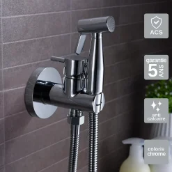Imex Kit Douchette anti-calcaire hygiénique encastrée WC ou Bidet Salle de Bain Chrome MUNICH RDM001* Robinet De Bidet