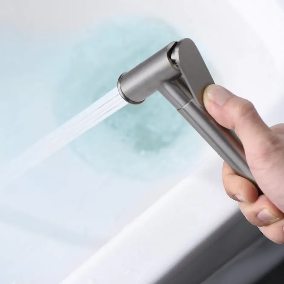 Imex Kit Douchette anti-calcaire hygiénique encastrée WC ou Bidet Salle de Bain Nickel Brossé LINE RDD038/NQ