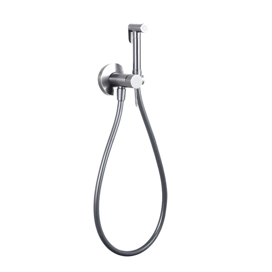 Imex Kit Douchette anti-calcaire hygiénique encastrée WC ou Bidet Salle de Bain Nickel Brossé LINE RDD038/NQ