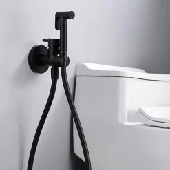 Imex Kit Douchette anti-calcaire hygiénique encastrée WC ou Bidet Salle de Bain Noir Mat MUNICH RDM001/NG