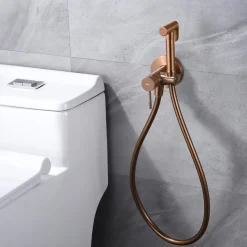 Imex Kit Douchette anti-calcaire hygiénique encastrée WC ou Bidet Salle de Bain Or Rose LINE RDD038/ORC* Robinet De Bidet