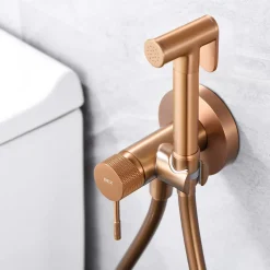 Imex Kit Douchette anti-calcaire hygiénique encastrée WC ou Bidet Salle de Bain Or Rose LINE RDD038/ORC* Robinet De Bidet