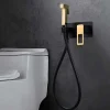 Imex Kit Douchette anti-calcaire hygiénique encastrée WC ou Bidet Salle de Bain Noir et Or SUECIA BDC032-5/NGOLD