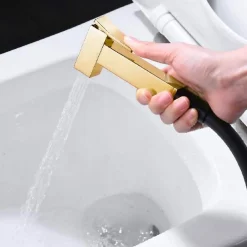 Imex Kit Douchette anti-calcaire hygiénique encastrée WC ou Bidet Salle de Bain Noir et Or SUECIA BDC032-5/NGOLD