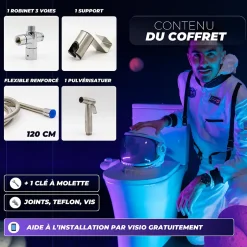 Magnifiak Kit Douchette WC avec Robinet 3 voies (Brevet Déposé) - Marque Française - Qualité supérieure - Expert WC* Accessoire De Robinet