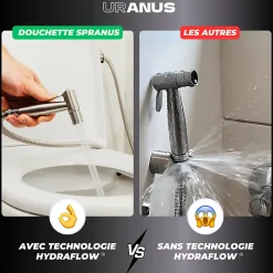 Magnifiak Kit Douchette WC Noir avec Robinet 3 voies (Brevet Déposé) - Marque Française - Qualité supérieure - Uranus Expert WC* Accessoire De Robinet