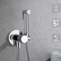 Imex Kit Hygiène Douchette de WC / Bidet Encastré Chrome GENOVA RDG053* Robinet De Bidet