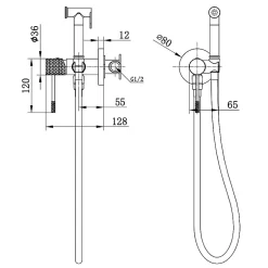Imex Kit Hygiène Douchette de WC / Bidet Encastré Or Rose GENOVA RDG053/ORC