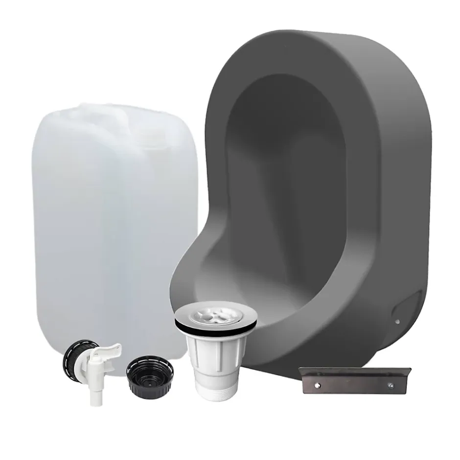 Ti'Pi Kit spécial jardin : urinoir mural sans eau et bidon de récupération 25L - Valorisation de l'urine comme engrais - Gris* Urinoir