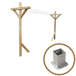 Cémonjardin Kit étendoir à linge extérieur Séville premium + 2 supports poteaux à fixer