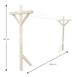 Cémonjardin Kit étendoir à linge extérieur Séville premium + 2 supports poteaux à fixer