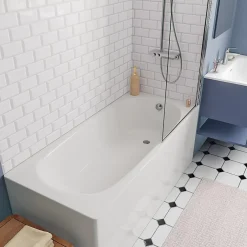 Kolo by Geberit 160x70 cm Ensemble baignoire Opal Plus universelle + Pare baignoire pivotant chrome + pieds (XWP1260000-SETP1)