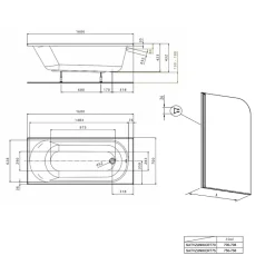 Kolo by Geberit 170x70 cm Ensemble baignoire Opal Plus universelle + Pare baignoire pivotant chrome + pieds (XWP1270000-SETP)* Baignoire Droite