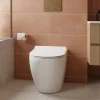 Laneri WC au sol Bent Rim - Cuvette Rimless sans bride Blanc Brillant FIL Mural design arrondi - Abattant Soft-Close* Wc À Poser