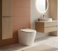Laneri WC AU SOL Série Moon - Cuvette Rimless sans bride Blanc Brillant FIL Mural - Abattant Soft-Close