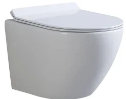 Laneri WC Suspendu Série New Bent - Cuvette Rimless sans bride Blanc Brillant - Dimensions Réduites 49,5 cm - Abattant Soft-Close* Wc À Poser