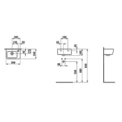 Laufen Pro Lave-mains 36x25 cm avec trou pour robinetterie sur la droite, Blanc (H8169550001061)* Lavabo