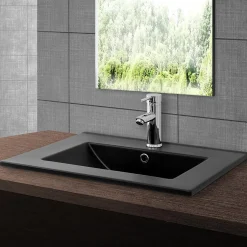 Luxebath Lavabo à encastrer noir mat céramique avec bouchon de vidange 615 x 470 x 175 mm* Vasque À Encastrer