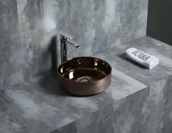Poalgi Lavabo à poser CILIN céramique 36x12x36 cm cuivre* Vasque À Poser