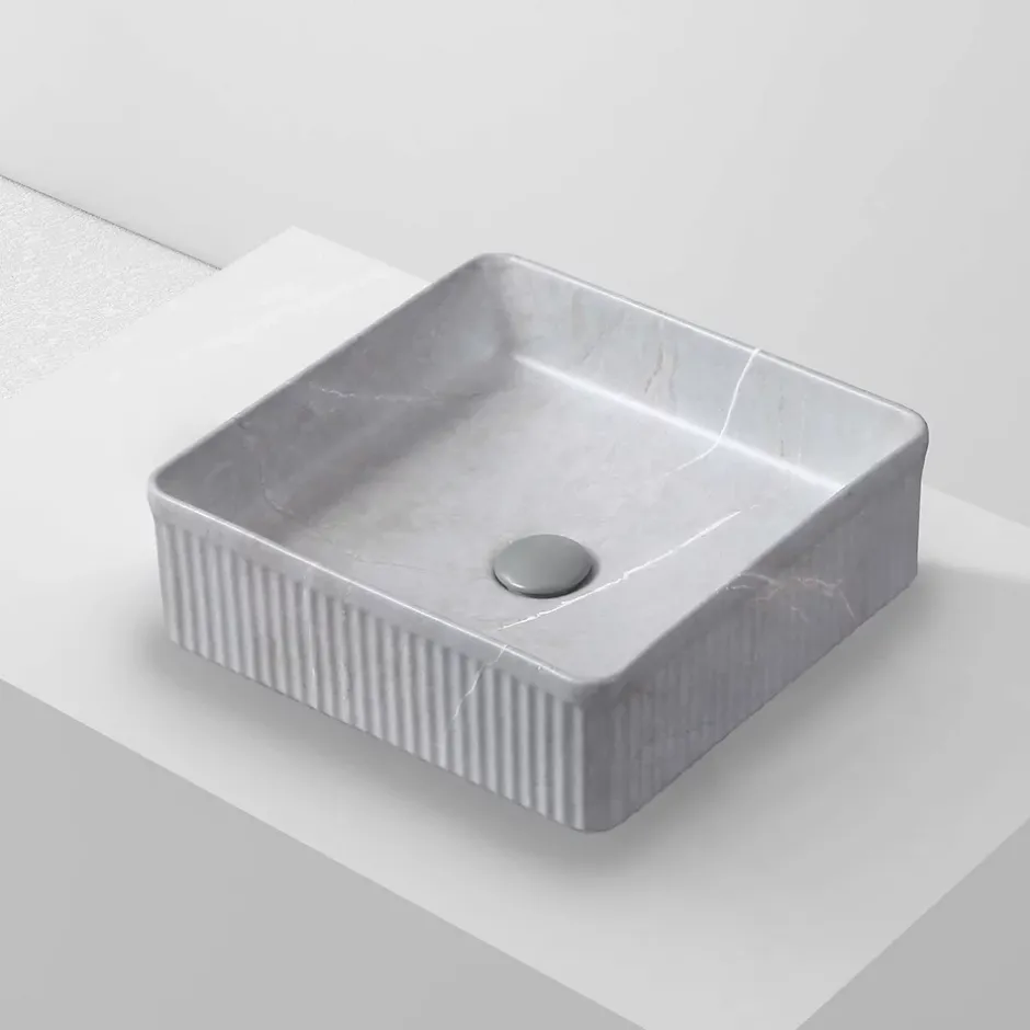 Poalgi Lavabo à poser CORINTO IBI céramique 37,5x13x37,5 cm gris pietra* Vasque À Poser