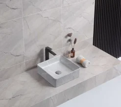 Poalgi Lavabo à poser CORINTO IBI céramique 37,5x13x37,5 cm gris pietra* Vasque À Poser