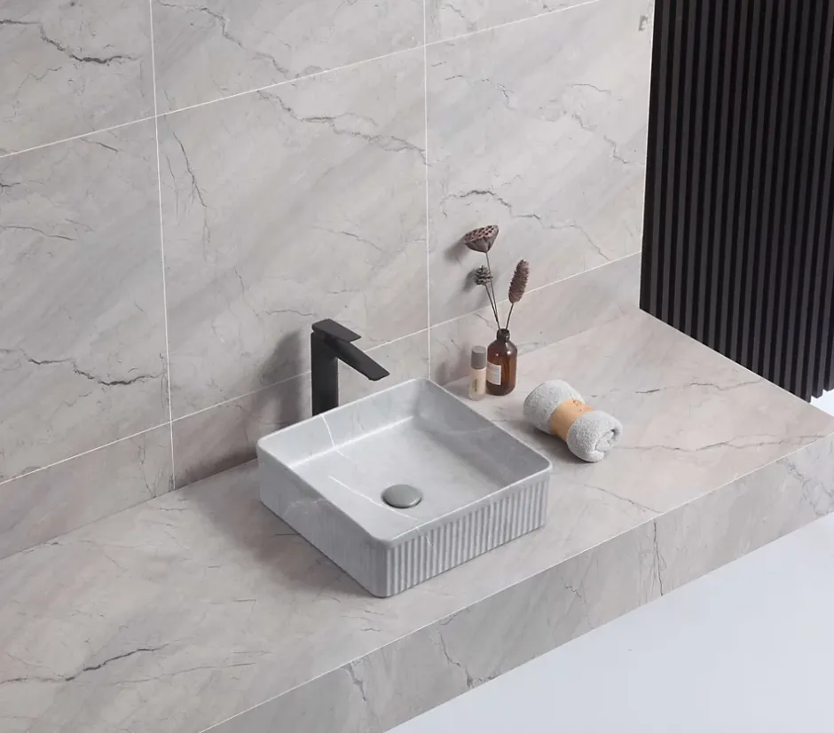 Poalgi Lavabo à poser CORINTO IBI céramique 37,5x13x37,5 cm gris pietra* Vasque À Poser