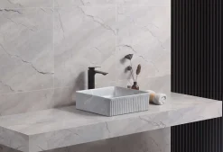 Poalgi Lavabo à poser CORINTO IBI céramique 37,5x13x37,5 cm gris pietra* Vasque À Poser
