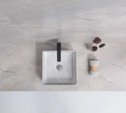 Poalgi Lavabo à poser CORINTO IBI céramique 37,5x13x37,5 cm gris pietra* Vasque À Poser
