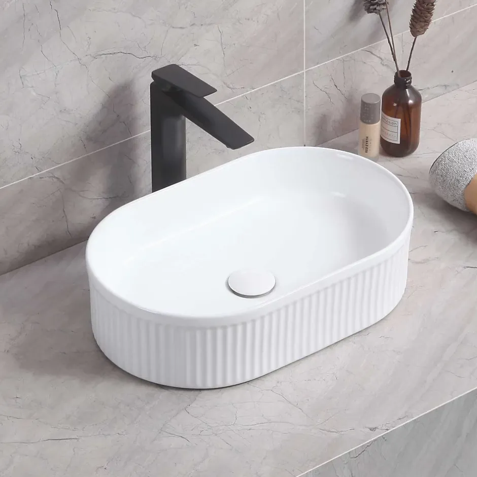 Poalgi Lavabo à poser CORINTO OVALO céramique 49,5x13x31 cm blanc* Vasque À Poser