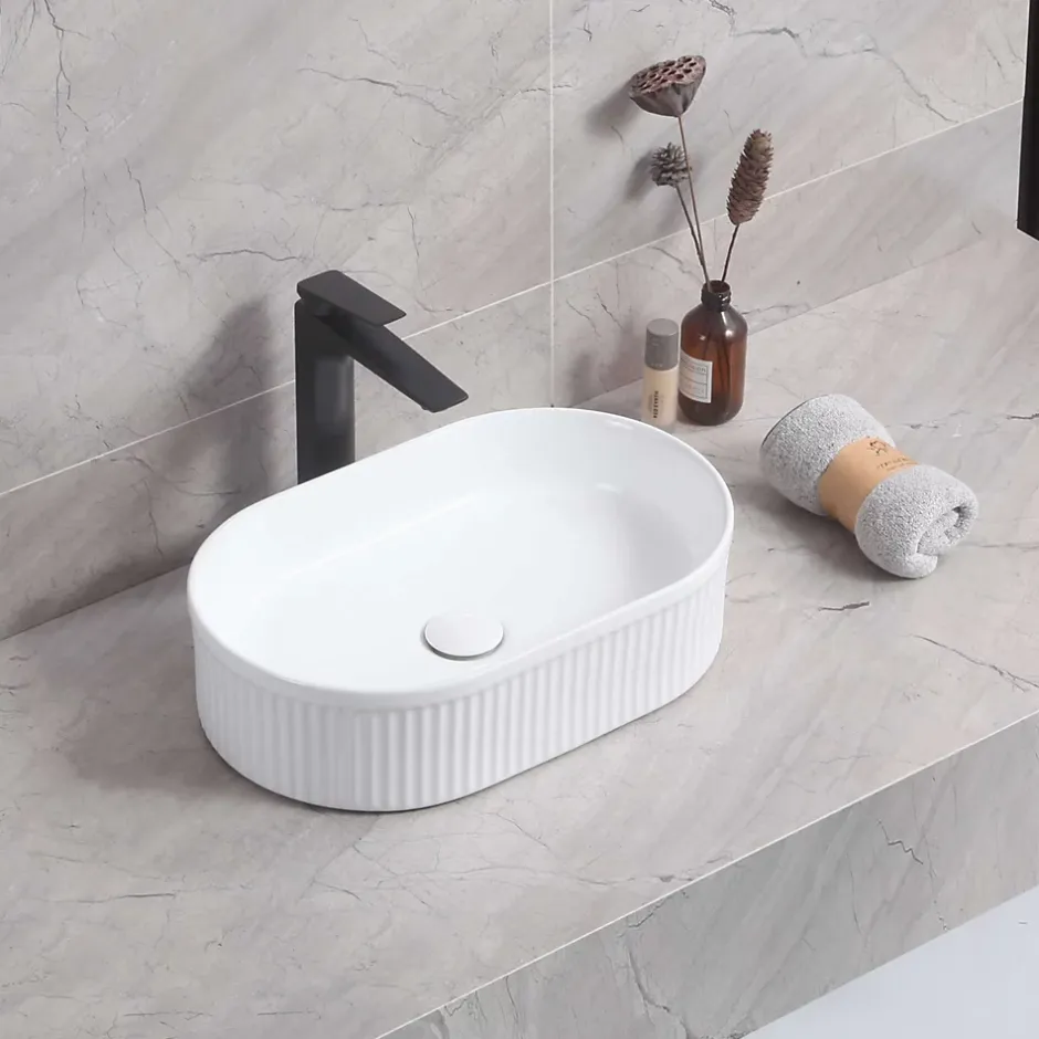 Poalgi Lavabo à poser CORINTO OVALO céramique 49,5x13x31 cm blanc* Vasque À Poser
