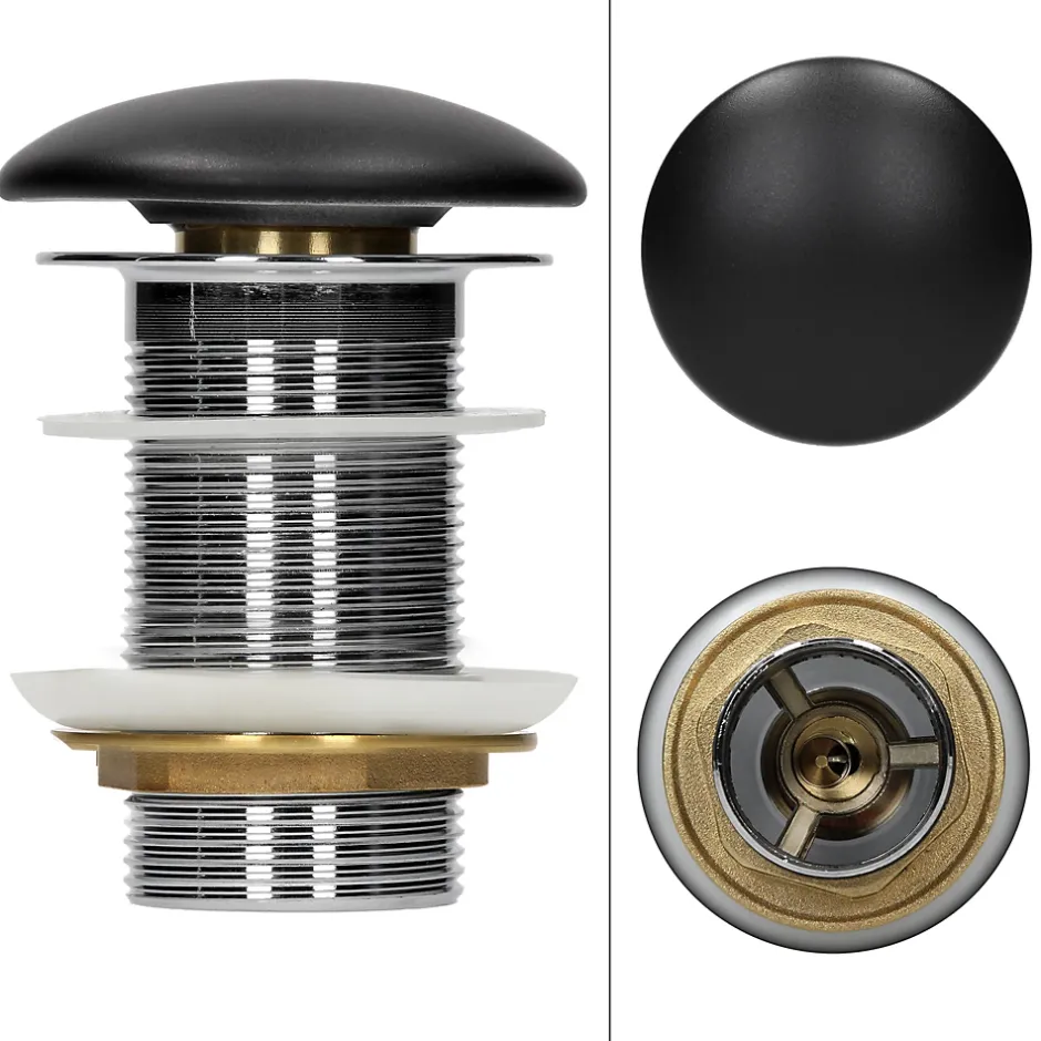 Ml-Design Lavabo à poser rond noir mat céramique avec garniture de vidage