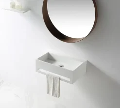 Bernstein Lavabo à suspendre 60x40x20cm en fonte minérale avec porte-serviettes intégré - TWG02* Lavabo