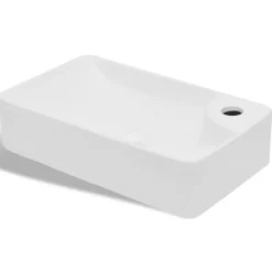 Vidaxl Lavabo à trou pour robinet céramique Blanc pour salle de bain* Lavabo