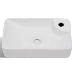 Vidaxl Lavabo à trou pour robinet céramique Blanc pour salle de bain* Lavabo