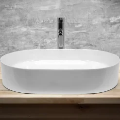 ECD Germany Lavabo +a poser ceramique vasque lave-mains salle de bain ovale blanc 605x380 mm* Vasque À Poser