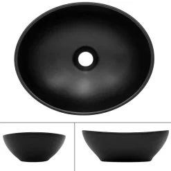Ml-Design Lavabo a poser noir ceramique lave-mains salle de bain toilette 410x335x145 mm* Vasque À Poser