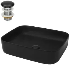 Ml-Design Lavabo a poser noir mat en céramique avec garniture de vidage 510x405x135 mm* Vasque À Poser