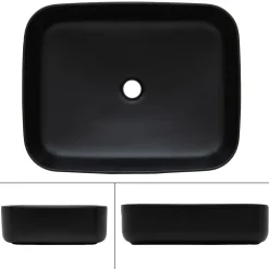 Ml-Design Lavabo a poser noir mat en céramique avec garniture de vidage 510x405x135 mm* Vasque À Poser