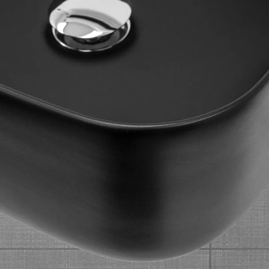 Ml-Design Lavabo a poser noir mat en céramique avec garniture de vidage 510x405x135 mm* Vasque À Poser